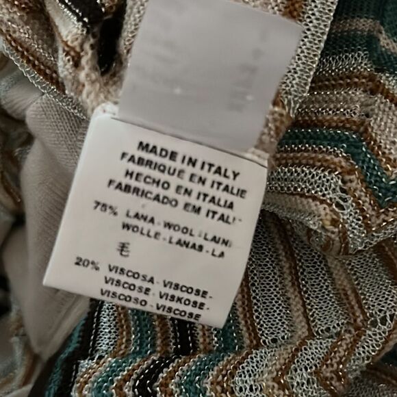 M Missoni Multicolor Knitted V-Neck Long Sleeve Wool Blend Striped Dress - Picture 8 of 8